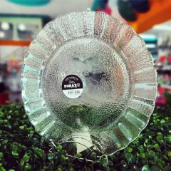 Plato postre Orquídea blanco vidrio Durax x6 - Bazar Colucci