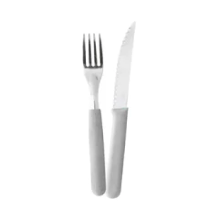 Set x16 piezas plato + vaso + cubiertos Areia gris Carol - Bazar Colucci