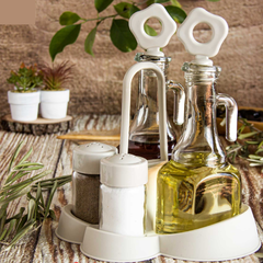 Set botellas vidrio aceite vinagre impresas Herevin - Bazar Colucci