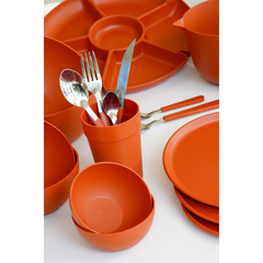 Set Plástico Línea Home Plato + Vasos + Cubiertos Varios Colores Carol - Bazar Colucci