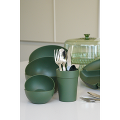 Set Plástico Línea Home Plato + Vasos + Cubiertos Varios Colores Carol