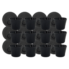Set Taza Café + Plato Vidrio Negro Mate Línea Tango Durax x6 x12 - tienda online