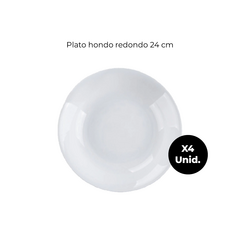 Set Vajilla Vidrio Opal Redondos Carol x12 piezas - Bazar Colucci