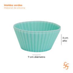 Set x12 molde silicona verde cupcakes Carol - comprar online