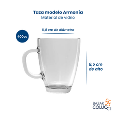 X6 Taza Vidrio 400 Ml Modelo Armonía Durax en internet