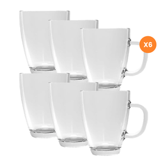 X6 Taza Vidrio 400 Ml Modelo Armonía Durax