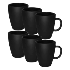 Taza Mug Vidrio Negro O Perla Mate Durax Armonia X6