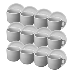 Taza Té Con Plato Porcelana Blanca Línea 450 Tsuji X12