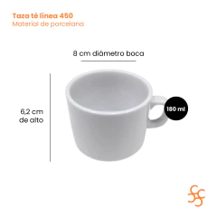 Taza Té Con Plato Porcelana Blanca Línea 450 Tsuji X24 - comprar online