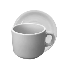 Taza Té Con Plato Porcelana Blanca Línea 450 Tsuji X24 en internet