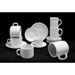 Taza Té Con Plato Porcelana Blanca Línea 450 Tsuji X12 - Bazar Colucci