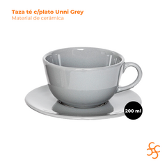 Taza té con plato 200 cc gris Unni Grey Walplo x6 en internet