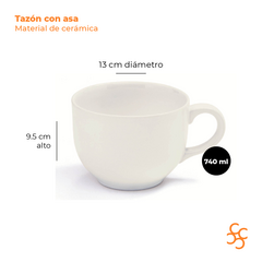 Tazón Con Asa Blanco Grande 740 Cc Walplo - comprar online