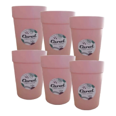 Vasos Plásticos Carol Sustentable Fusion Color Rosado x6