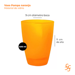 Vaso Vidrio Pampa Flour 400 ml Varios Colores Durax Set x6 - comprar online