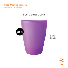 Vaso Vidrio Pampa Flour 400 ml Varios Colores Durax Set x6 - tienda online
