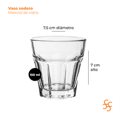 Vaso Facetado Sodero Vidrio 150 Cc Durax X12 en internet