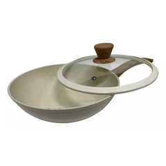 Wok Aluminio Antiadherente Inducción N° 26 Negro y Beige Carol - tienda online