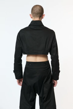 MYSTERSONS BLACK CROP TRENCH - online store