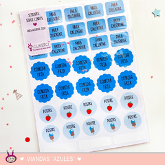 Stickers para viandas ¨Azules¨
