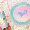 Platos unicornio iridiscente x6.
