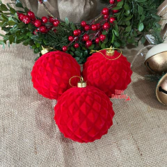 Bolas terciopelo rojas 10cm x6