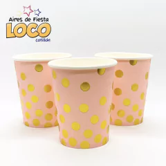 Vasos rosas lunares dorados x6