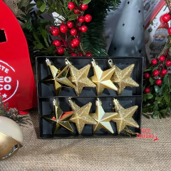 Set x8 adornitos de estrellas doradas