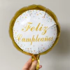 Globo feliz cumpleaños dorado y blanco 9'