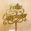 Topper feliz cumpleaños dorado