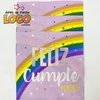 Servilletas arcoíris feliz cumple x20