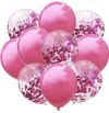 Bouquet x10 globos fucsia perlado y confetti fucsia (desinflados)