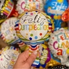Mini globo feliz cumpleaños rayado