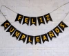 Banderín feliz cumpleaños negro con dorado