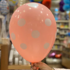 Globos rosas lunar blanco x5