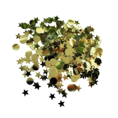 Confetti estrella y circulo dorado