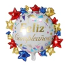 Globo feliz cumpleaños borde estrellas