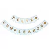 Banderin feliz cumpleaños celeste estrellas y corazones