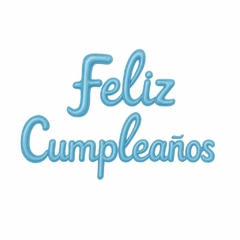 Globo feliz cumpleaños cursiva celeste