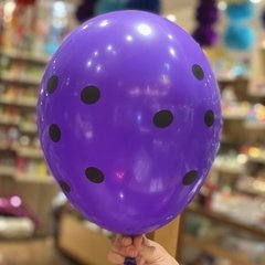 Globos violetas con lunar negro x5