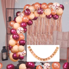 Arco Globos Bordo Rosa Gold Salmon Cortina Banderin