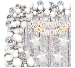 Combo Cumpleaños Cortina Banderin Globos Confetti Estrellas - tienda online