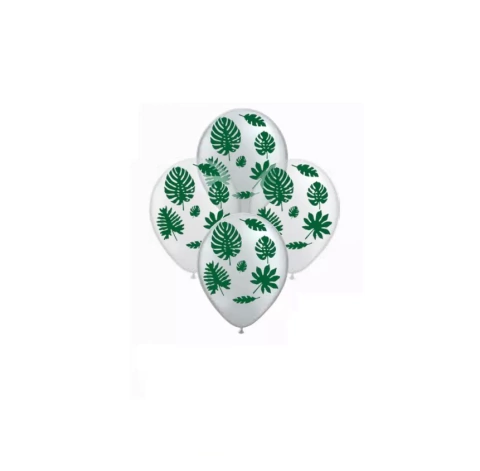 Globo Estampados Blancos Y Transparente Surtido Hojas Selva