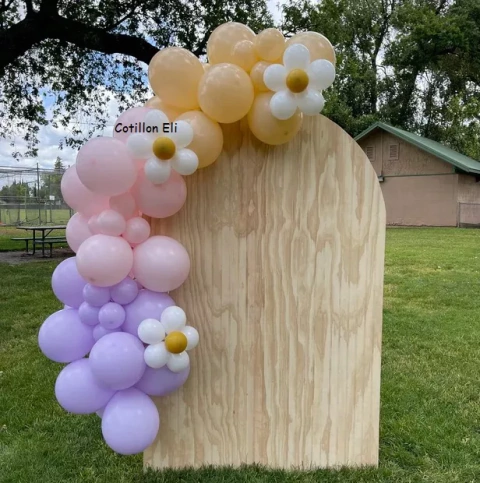 Combo Globos Pastel Rosa Lila Salmon Margaritas Flores