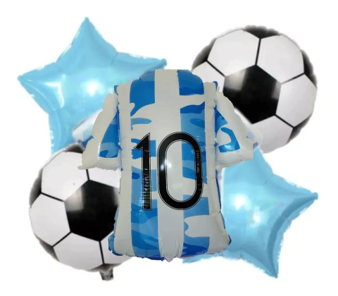 Set Globos Metalizados Camiseta Selección Argentina Mundial