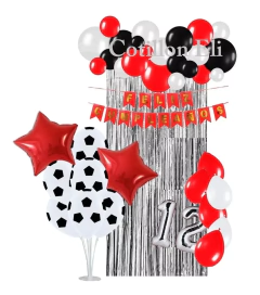 Combo Feliz Cumple Futbol River Plate Globo Banderin Cortina