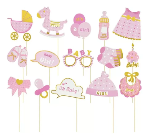 Photo Booth Props Baby Shower Nena Beba Bebe Rosa