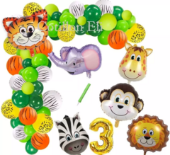 Set Cumple Globos Animalitos Selva Elefante Granja Varios