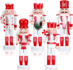 Set 5 Cascanueces Madera Deco Navidad Adorno Colgante - Cotillon Eli