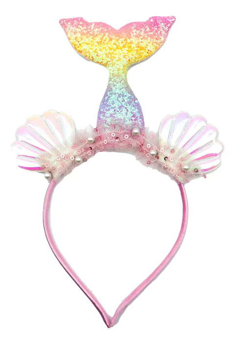 Vincha Cola De Sirena Perlas Ostras Sirenita De Tela